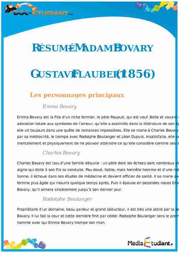 [PDF] RÉSUMÉ –MADAME BOVARY GUSTAVE FLAUBERT - cloudfrontnet