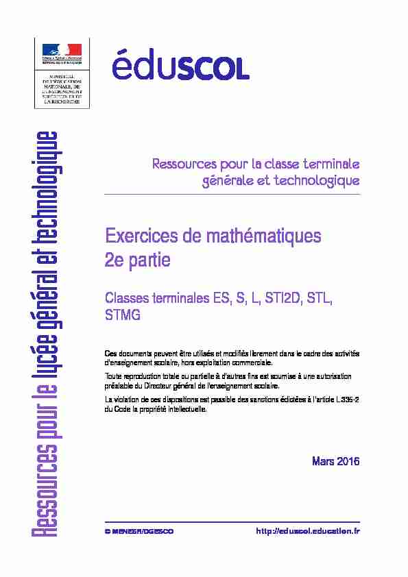 [PDF] Exercices de mathématiques pour la classe terminale - 2e partie