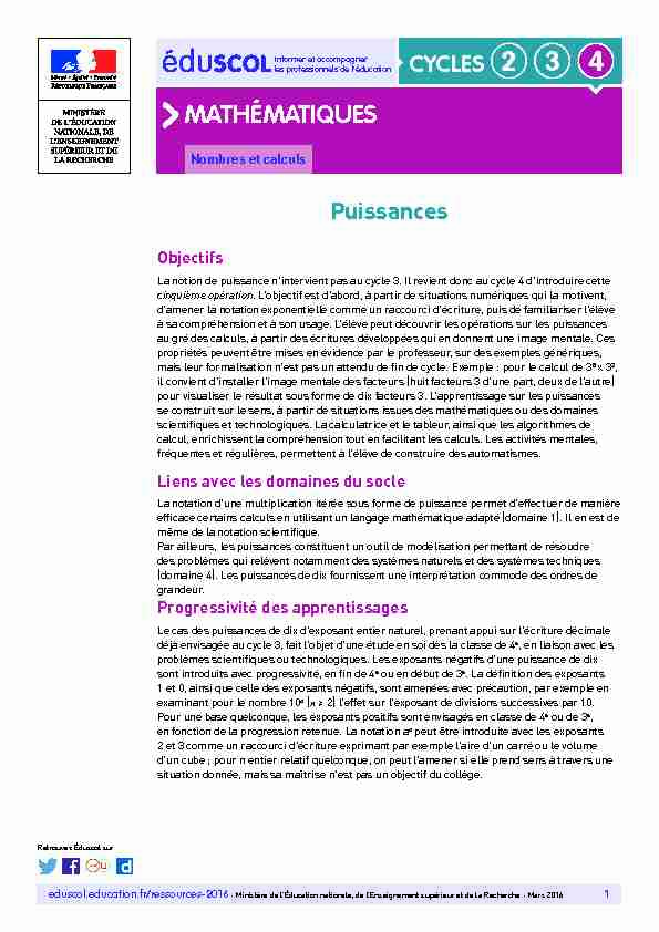 [PDF] Puissances - mediaeduscoleducationfr - Ministère de lÉducation