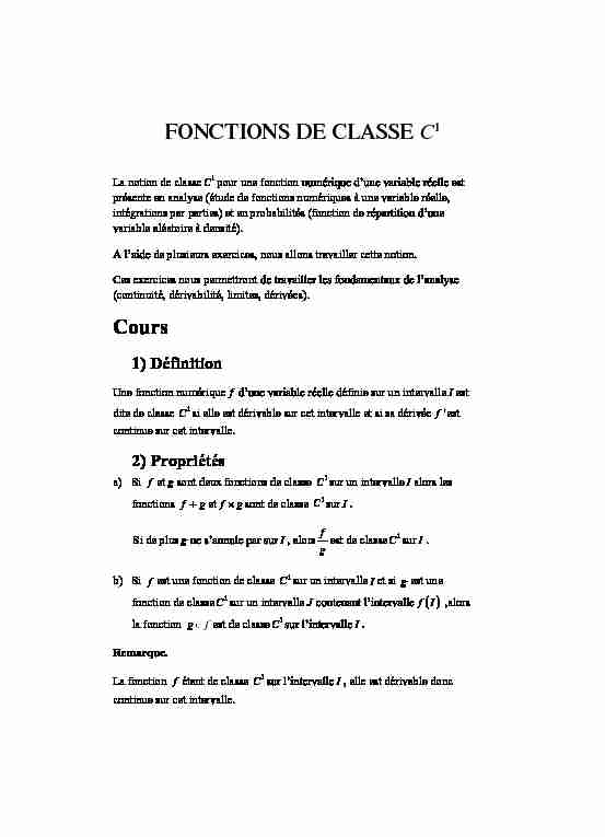 FONCTIONS DE CLASSE C1