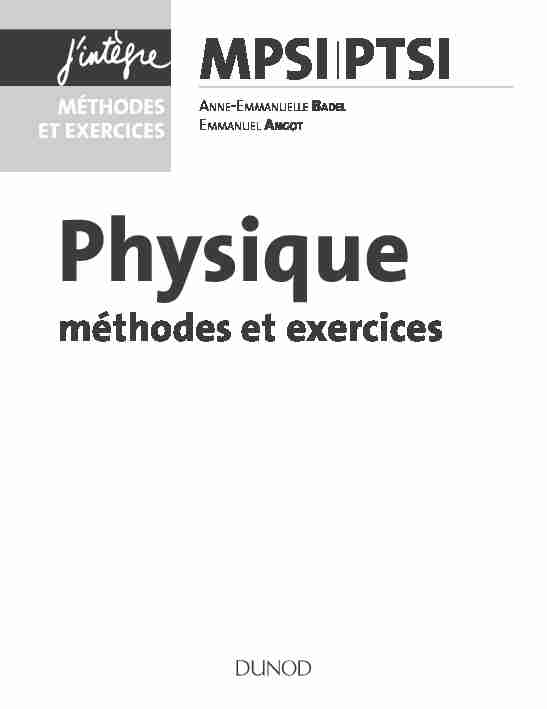 Physique MPSI PTSI méthodes et exercices