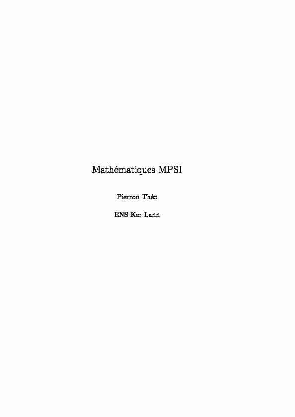 Mathématiques MPSI
