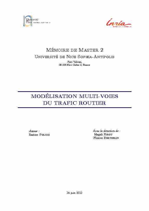 Mémoire de Master 2 MODÉLISATION MULTI-VOIES DU TRAFIC