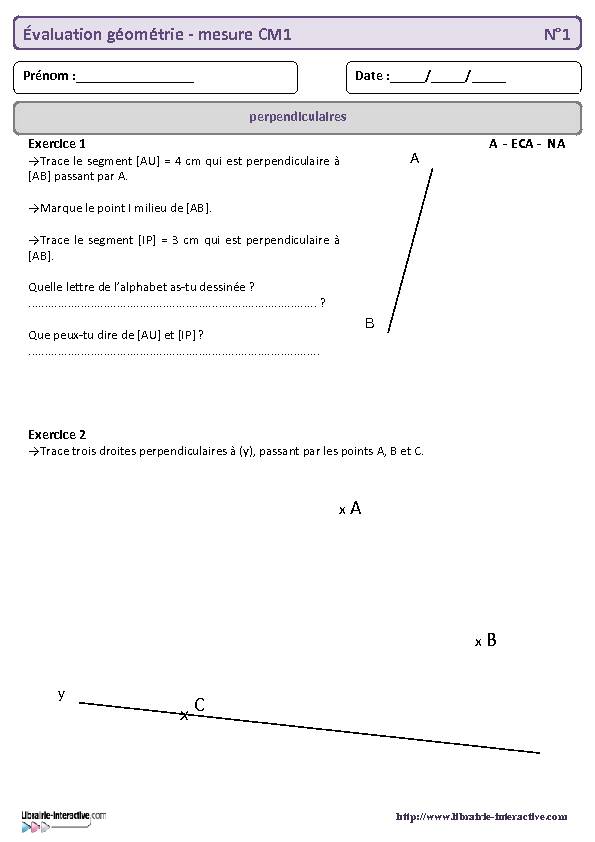 [PDF] évaluation bilan géométrie - mesure CM1 - Librairie-Interactive