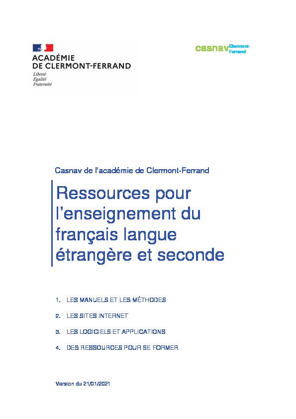 Ressources pour lenseignement du français langue étrangère et