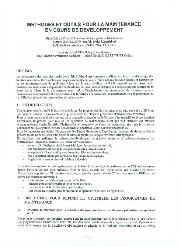 [PDF] METHODES ET OUTILS POUR LA MAINTENANC E EN COURS DE