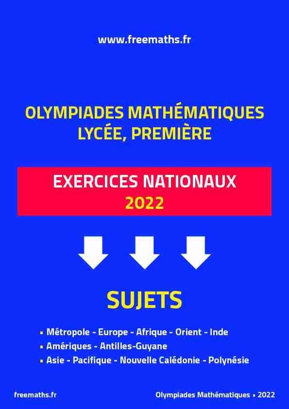 Olympiades Nationales de Maths 2022 : Sujets