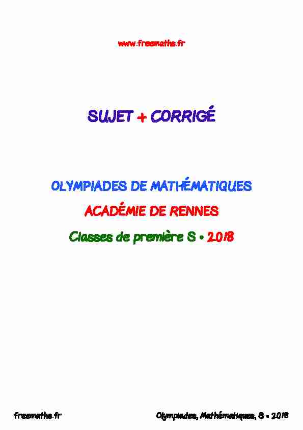 Olympiades de Mathématiques Rennes 2018