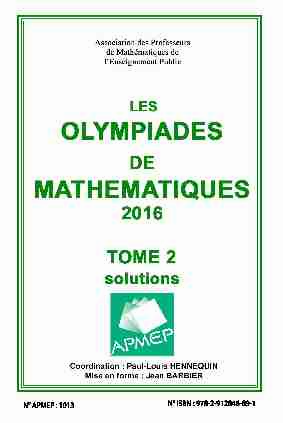 Les olympiades mathématiques de première 2016 Solutions