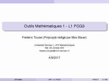 Outils Mathématiques 1 - L1 PCGS