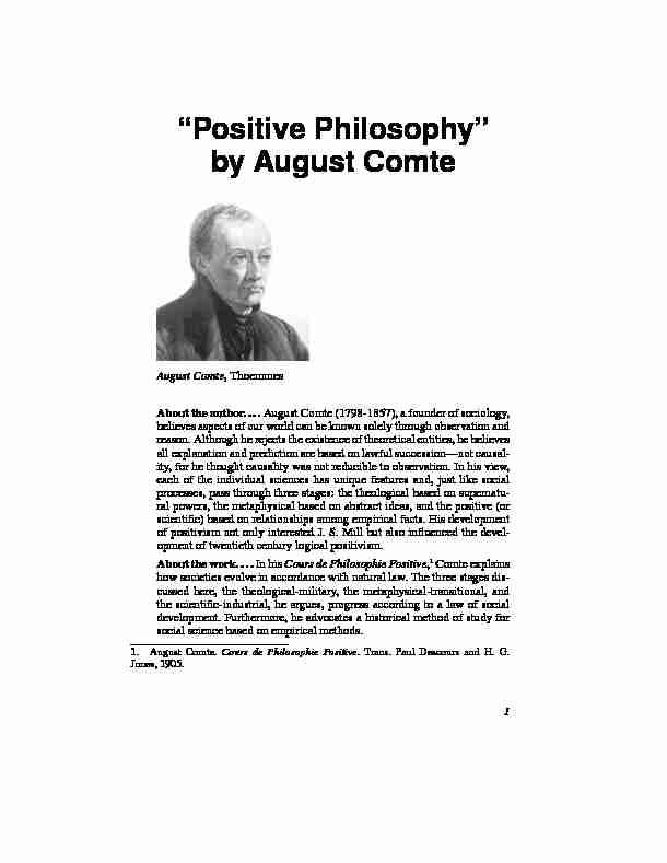 “Positive Philosophy” by August Comte