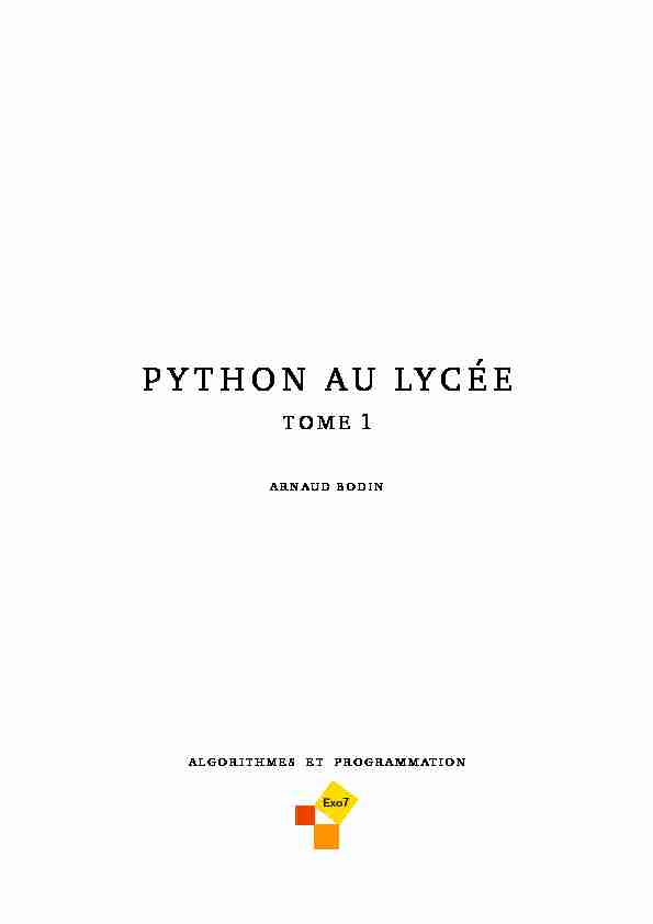 PYTHON AU LYCÉE - Cours et exercices de mathématiques