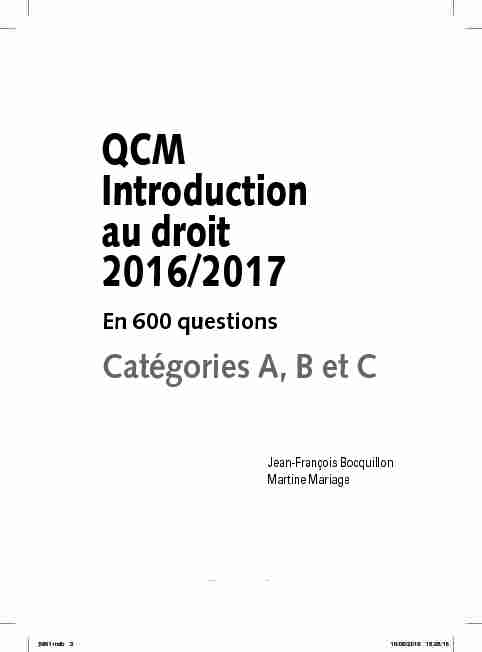 QCM Introduction au droit 2016/2017 - Dunod