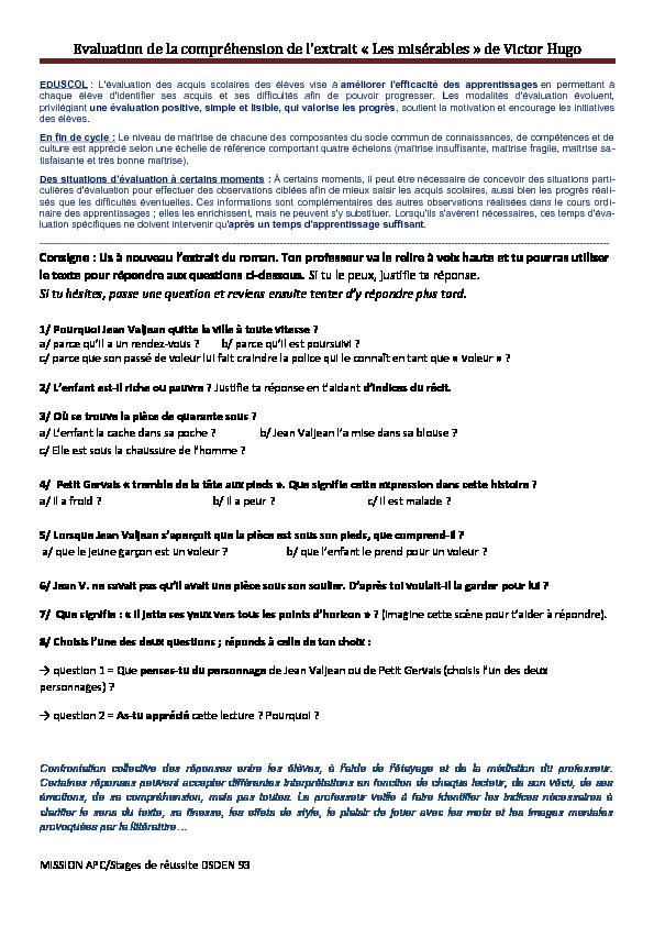 [PDF] Evaluation Les Misérables - DSDEN 93