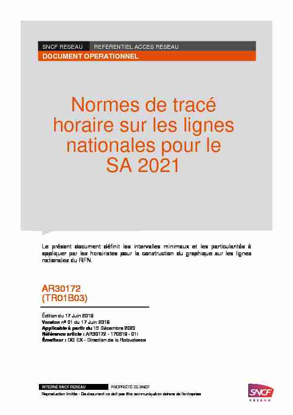 [PDF] Normes de tracé horaire sur les lignes nationales  - SNCF Réseau