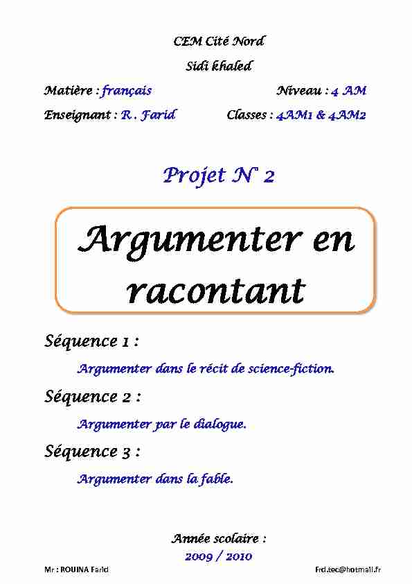 Argumenter en racontant - ملفات تعليمية