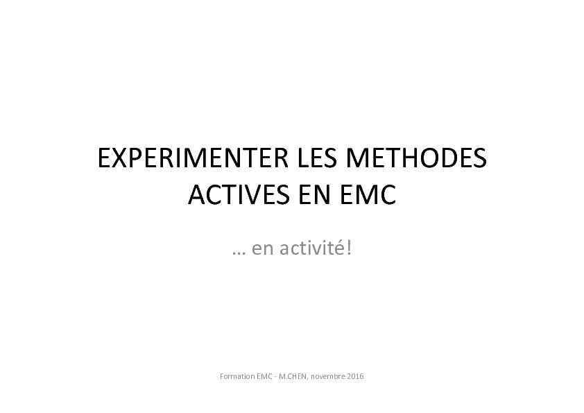 EXPERIMENTER LES METHODES ACTIVES EN EMC