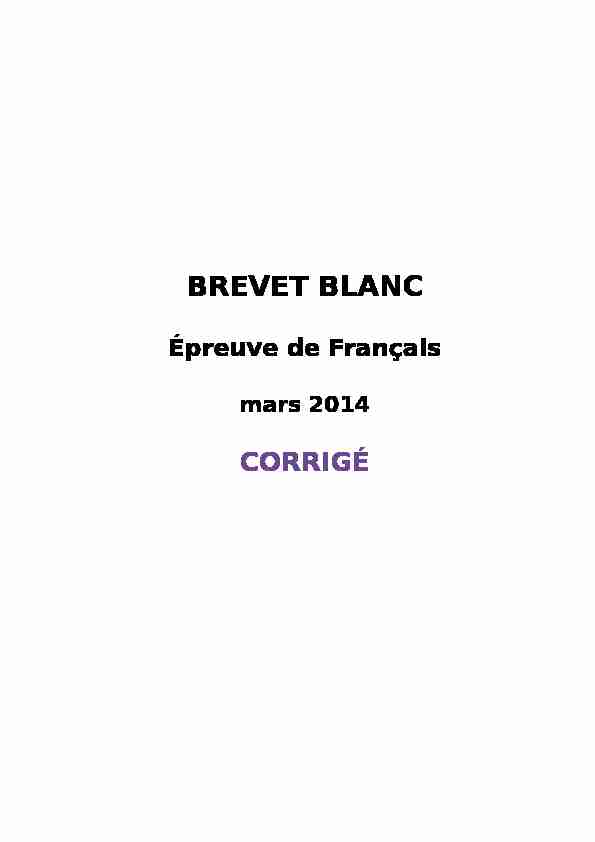 BREVET BLANC - Épreuve de Français