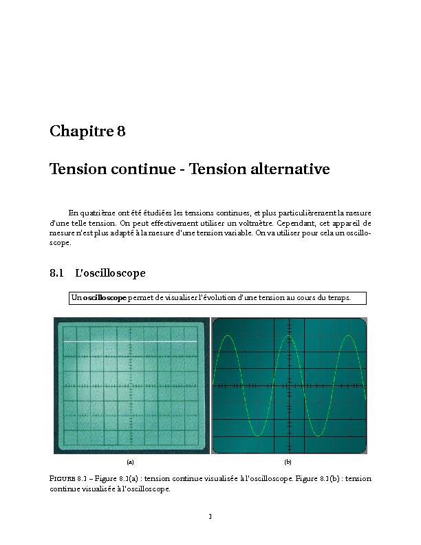 [PDF] Chapitre 8 Tension continue - Tension alternative - Cours