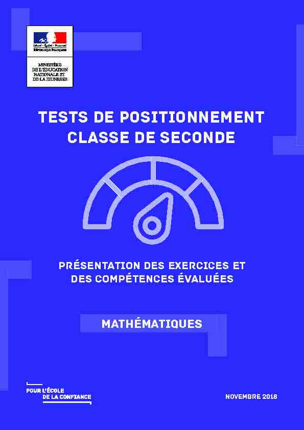 [PDF] Tests de positionnement Classe de seconde - mediaeduscol