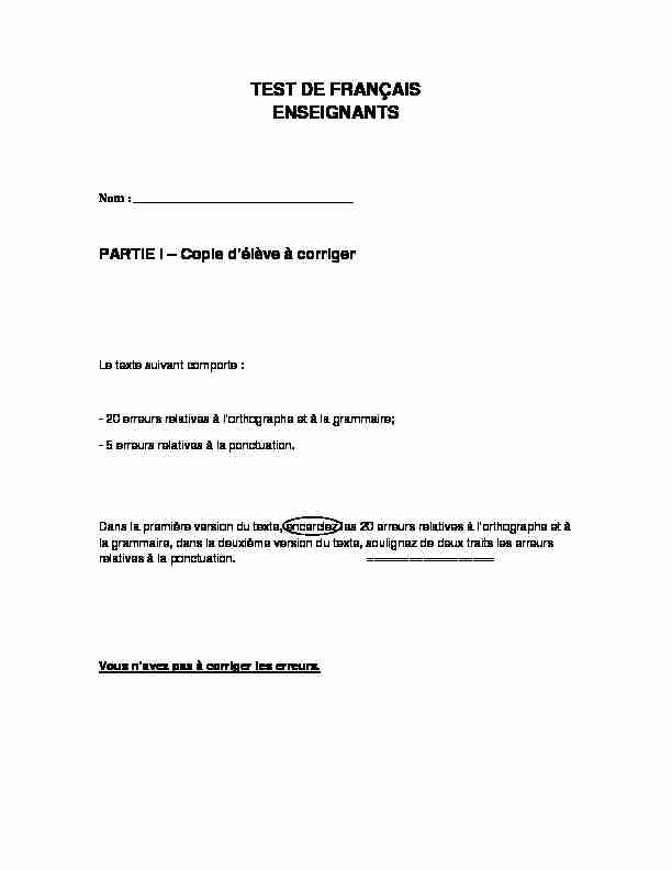 [PDF] TEST DE FRANÇAIS ENSEIGNANTS