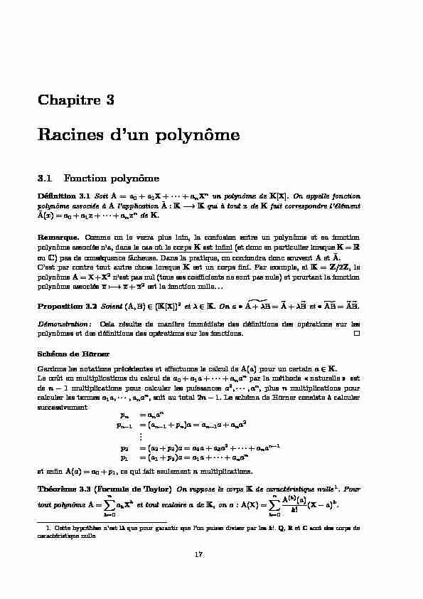 Chapitre 3 - Racines dun polynôme
