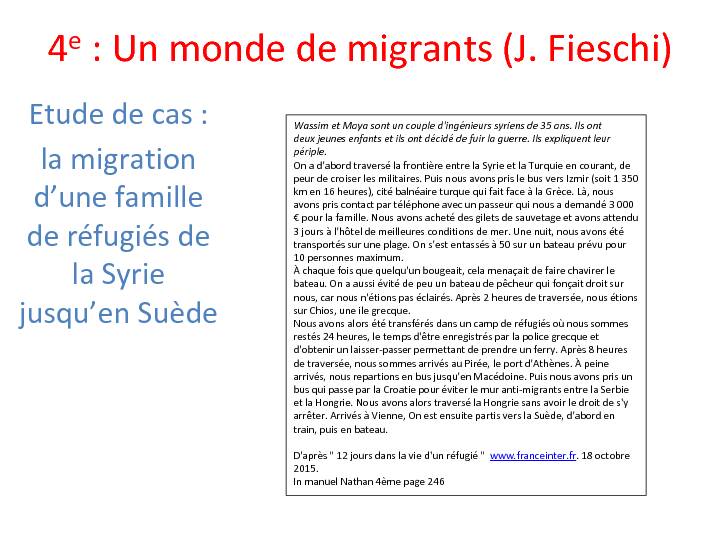 4e : Un monde de migrants (J. Fieschi)