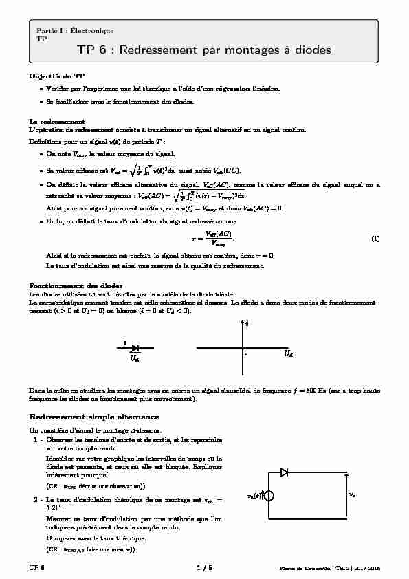 [PDF] TP 6 : Redressement par montages à diodes