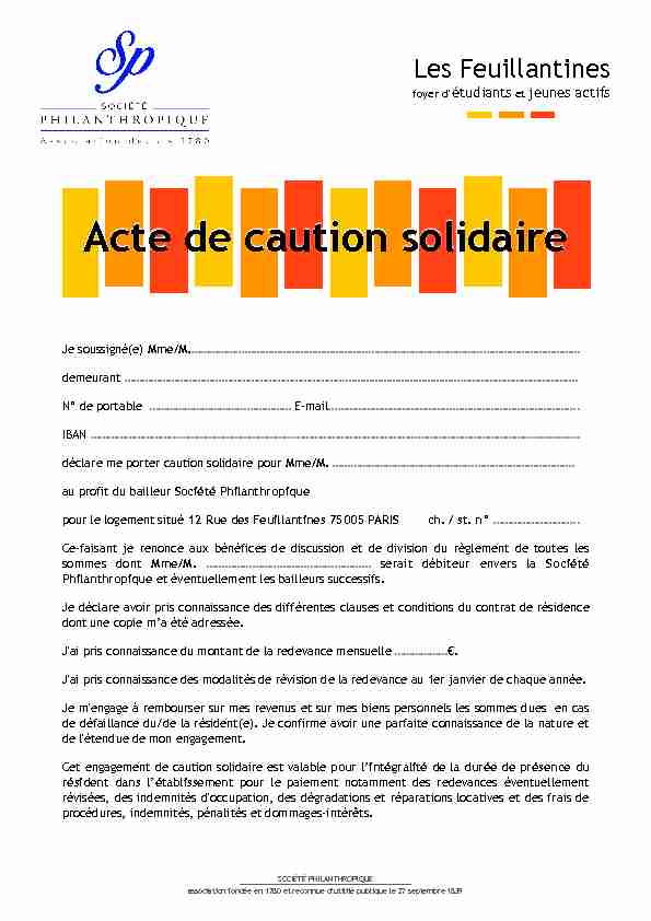 Feuillantines Acte de caution solidaire (version du 05 08 2021)