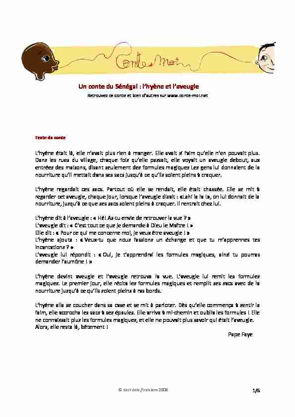 [PDF] Un conte du Sénégal : lhyène et laveugle - France Diplomatie