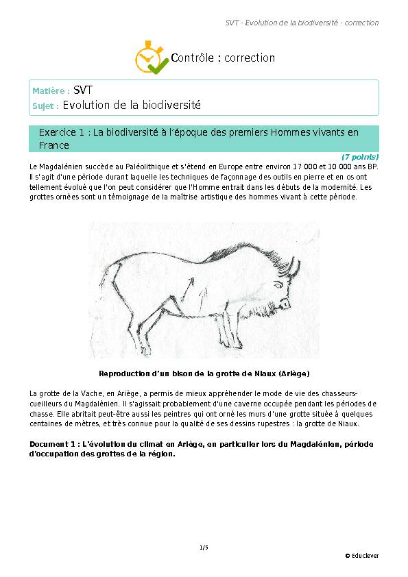 [PDF] Contrôle : correction Sujet : Evolution de la biodiversité - Maxicours
