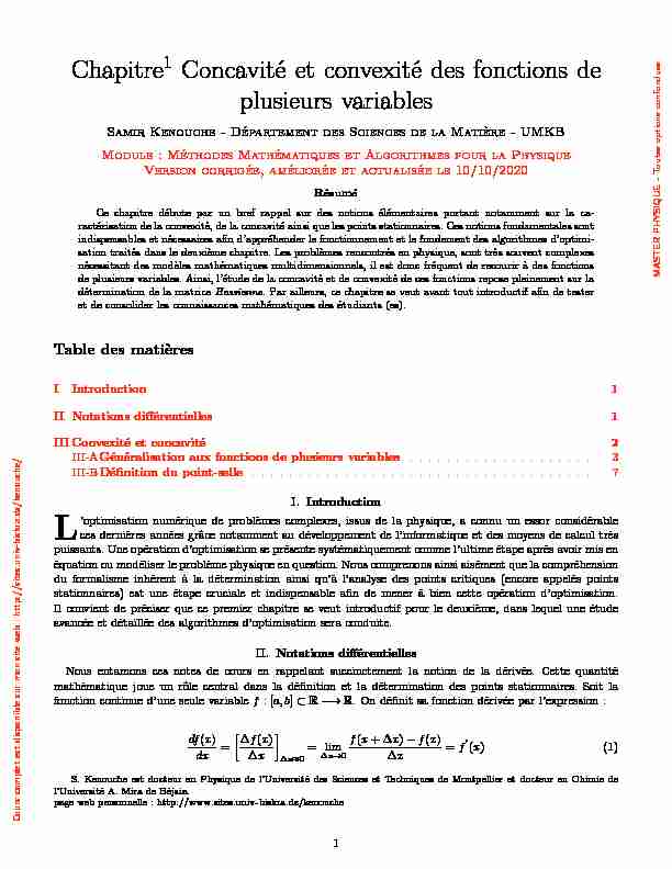 [PDF] Chapitre Concavité et convexité des fonctions de plusieurs variables