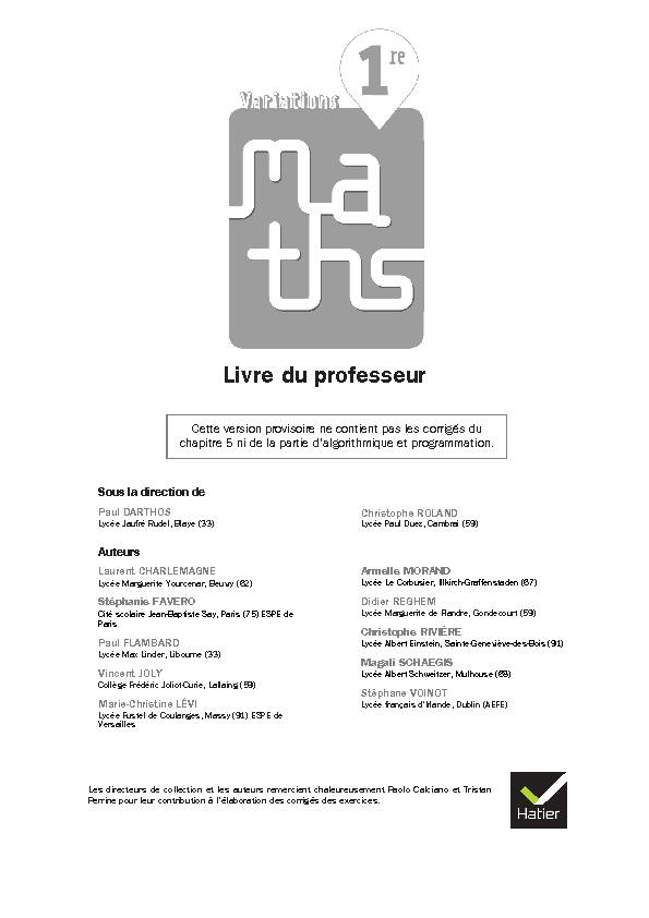 [PDF] Livre du professeur - Editions Hatier