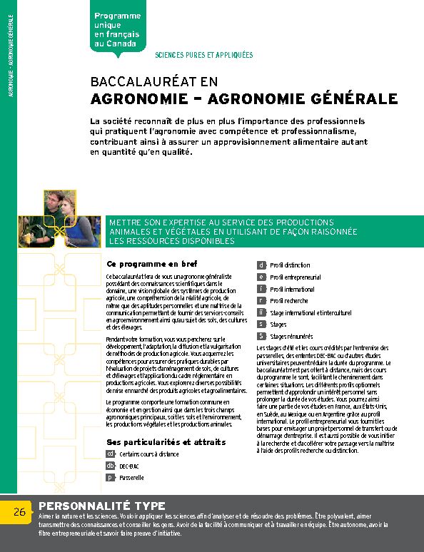 [PDF] AGRONOMIE GÉNÉRALE - Faculté des sciences de lagriculture et