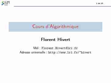 Cours dAlgorithmique - Florent Hivert