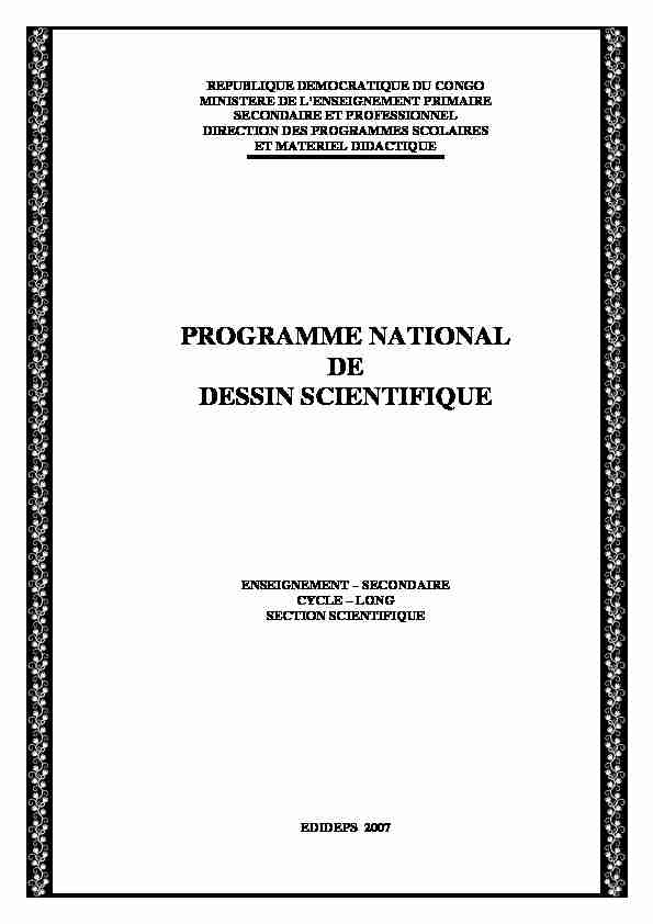 PROGRAMME NATIONAL DE DESSIN SCIENTIFIQUE