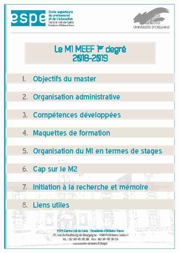 [PDF] Le M1 MEEF 1er degré - Univ-Orléans