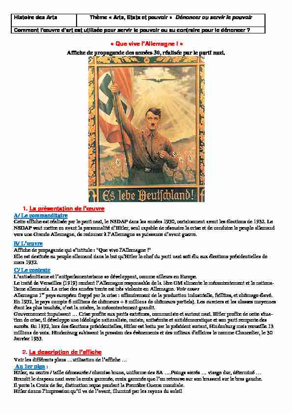 Affiche de propagande des années 30 réalisée par le parti nazi