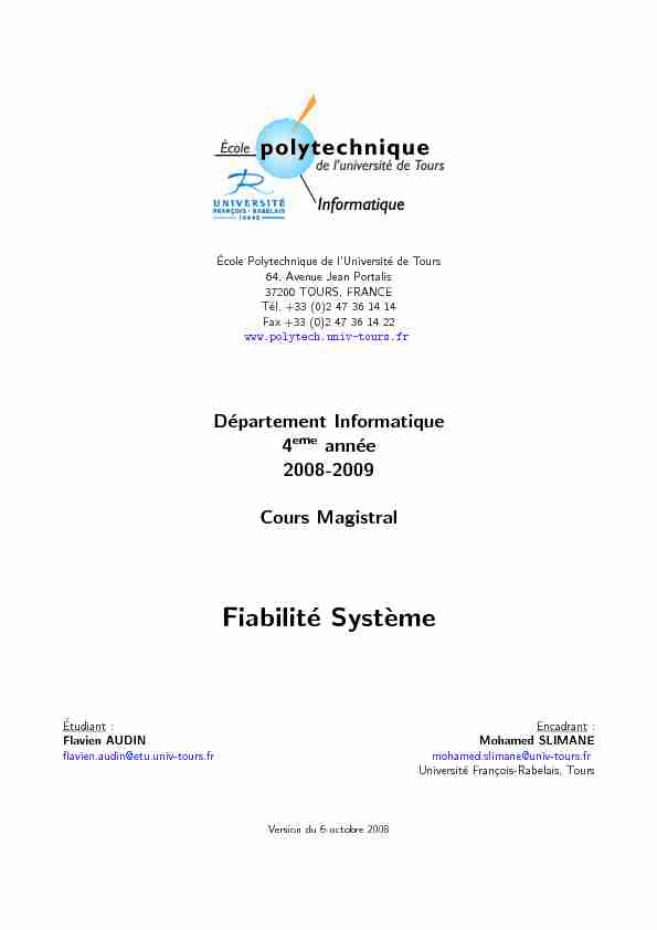 [PDF] Fiabilité Système