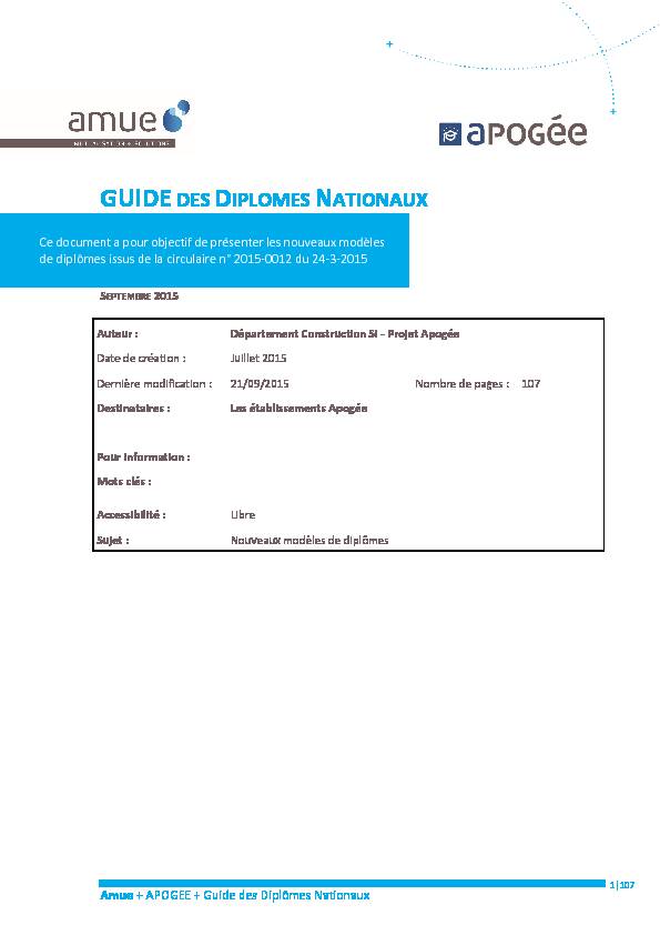 [PDF] guidedes diplomes nationaux - Amue
