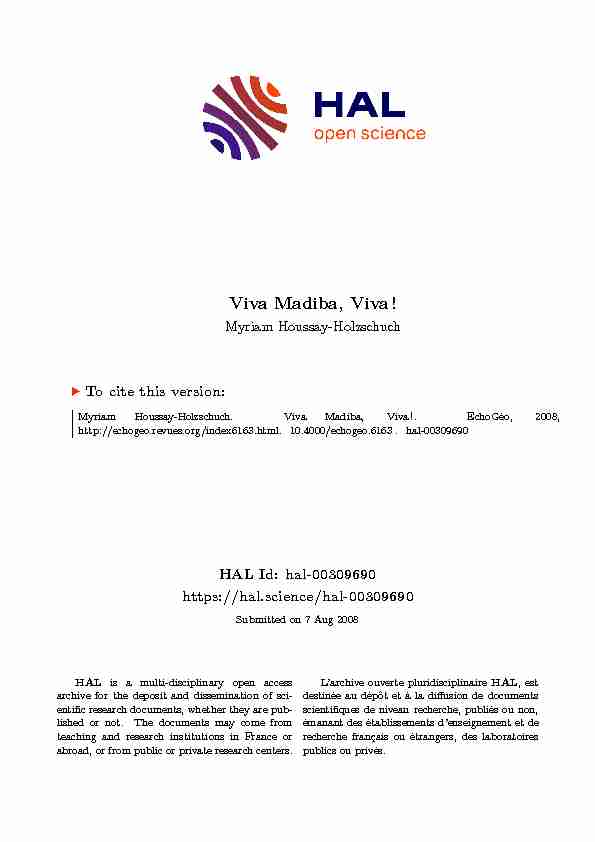 [PDF] Viva Madiba, Viva - Archive ouverte HAL