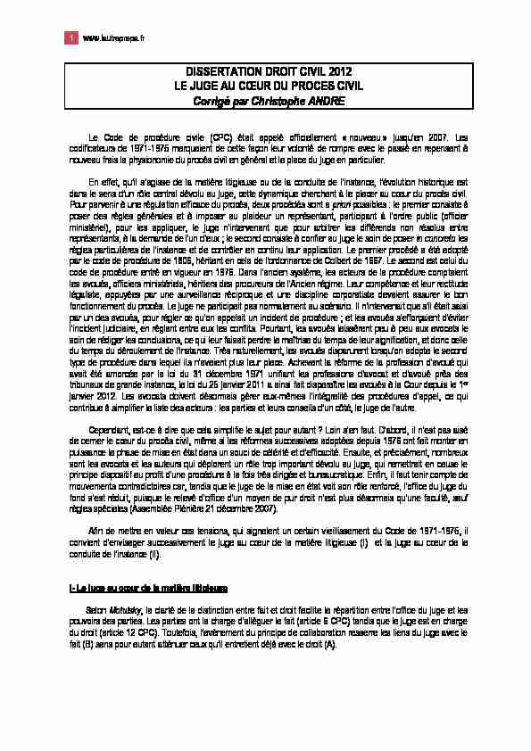 [PDF] DISSERTATION DROIT CIVIL 2012 LE JUGE AU CŒUR DU