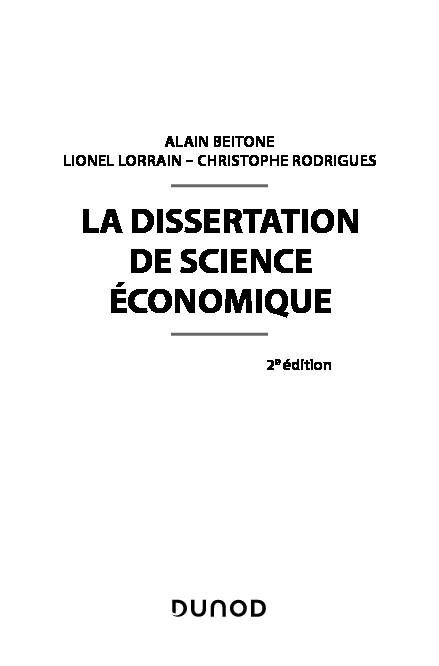 [PDF] LA DISSERTATION DE SCIENCE ÉCONOMIQUE - Dunod