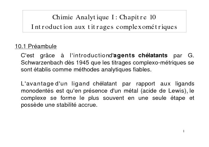 [PDF] Chimie Analytique I: Chapitre 10 Introduction aux titrages
