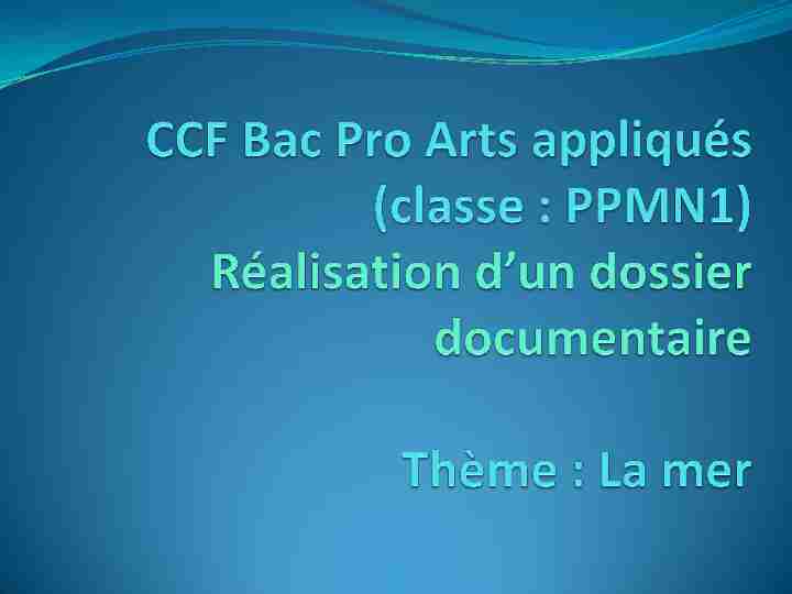 CCF Bac Pro Arts appliqués Réalisation dun dossier documentaire