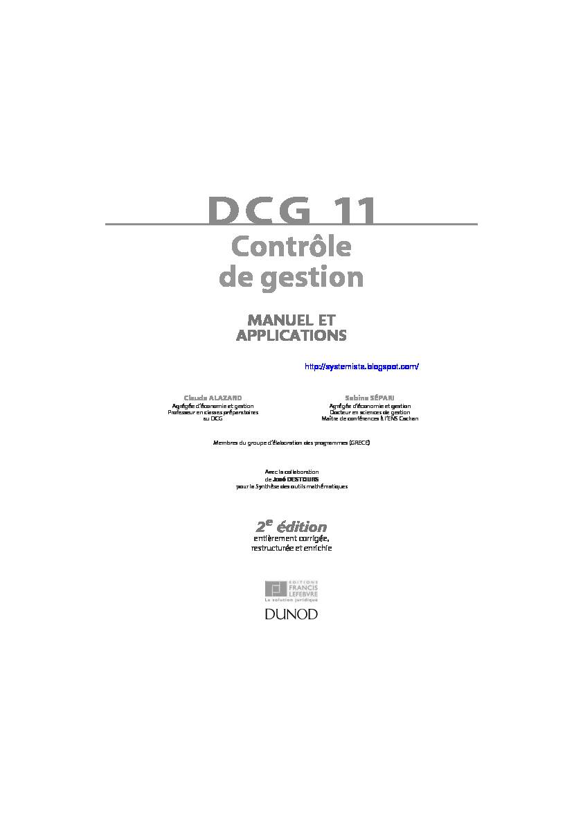 [PDF] DCG 11 - Contrôle de gestion