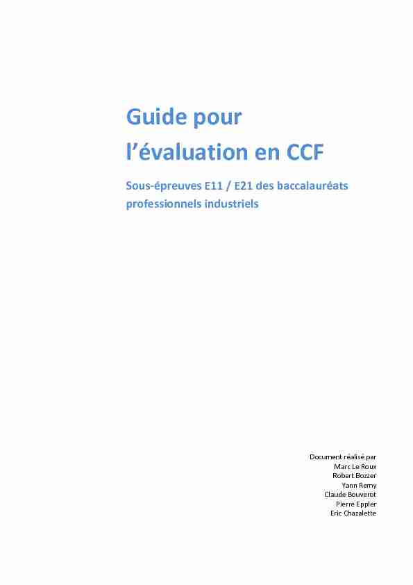 Guide pour lévaluation en CCF
