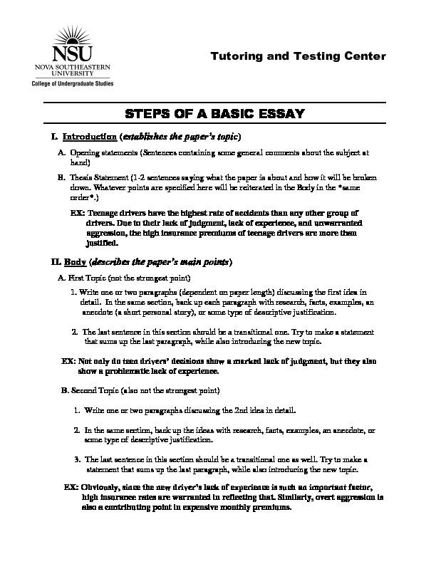 [PDF] STEPS OF A BASIC ESSAY
