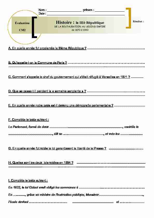[PDF] Histoire : la IIIè République
