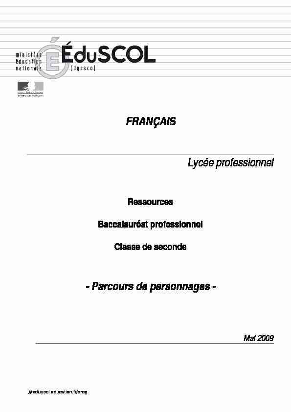 [PDF] Parcours de personnages - Ministère de lÉducation nationale